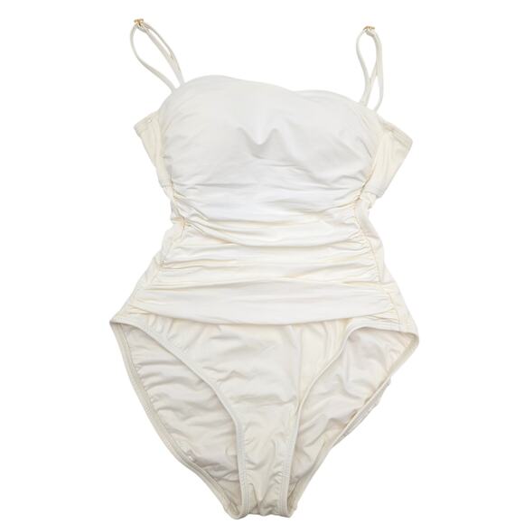 La Blanca Women's Island Goddess Shirred Bandeau One Piece Ivory Size 6 - Picture 2 of 9